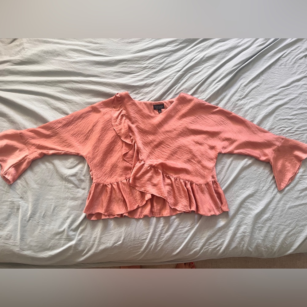 Elegant Pink Ruffle Wrap Top